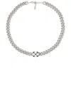 Off-white Enamel Arrow Necklace In Silver & Black