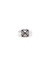 Off-white Enamel Arrow Ring In Silver
