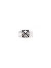 Off-white Enamel Arrow Ring In Silver