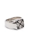 Off-white Arrow-motif Brass Ring In Silver