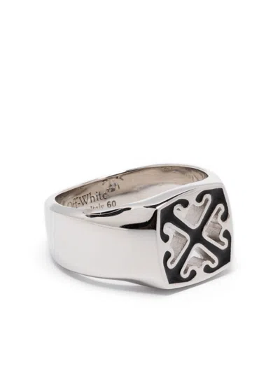 OFF-WHITE ENAMEL ARROW RING