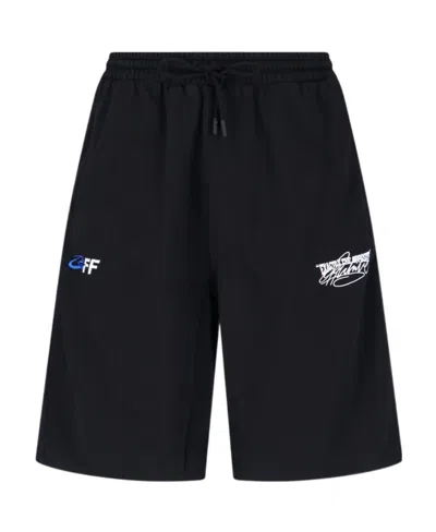 Off-white Exact Opp Skate Cotton Track Shorts In Black