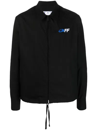 Off-white Exact Opp Zip-up Hybrid Shirt In Black