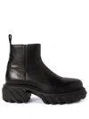 Off-white Man Ankle Boots Black Size 7 Leather In Black