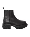 Off-white Chunky Sole Leather Boots With Elastic Side Panels In Black