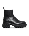Off-white Chunky Sole Leather Boots With Elastic Side Panels In Black