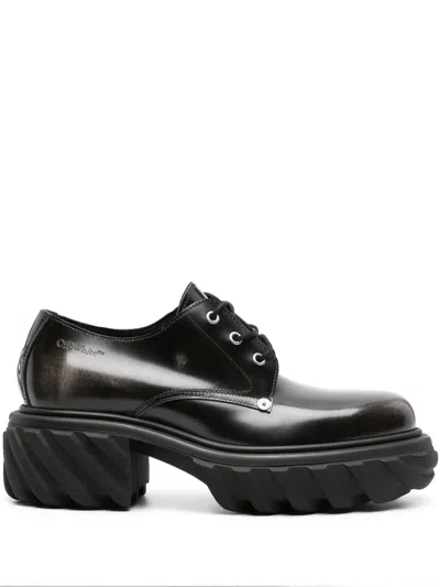 Off-white Exploration Patent Leather Derby Shoes In Grau