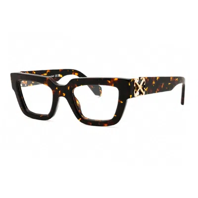 Off-white Eyeglasses Cat Eye Full Rim, Havana Frame And Clear Demo Lenses Lens Oerj08estyle8e6000 In Multi