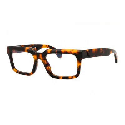 Off-white Eyeglasses Rectangle Full Rim, Havana Frame And Clear Blue Light Block Lens Oerj042style426000 In Brown