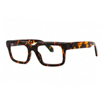 Off-white Eyeglasses Rectangle Full Rim, Havana Frame And Clear Blue Light Block Lens Oerj073style736000 In Brown