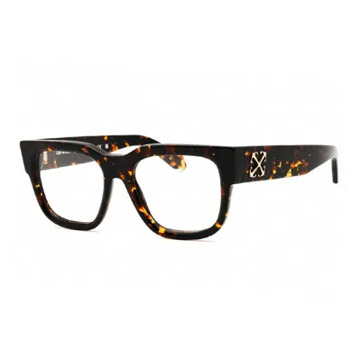 Off-white Eyeglasses Square Full Rim, Havana Frame And Clear Demo Lenses Lens Oerj08cstyle8c6000 In Brown