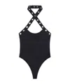 Off-white Eyelet One-piece Swimsuit In Black