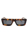 Off-white Curved Tips Rectangle Frame Sunglasses In Havana/dark Grey