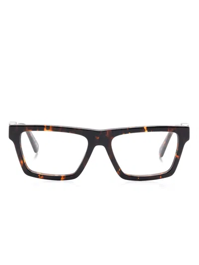 Off-white Rectangle-frame Glasses In Braun