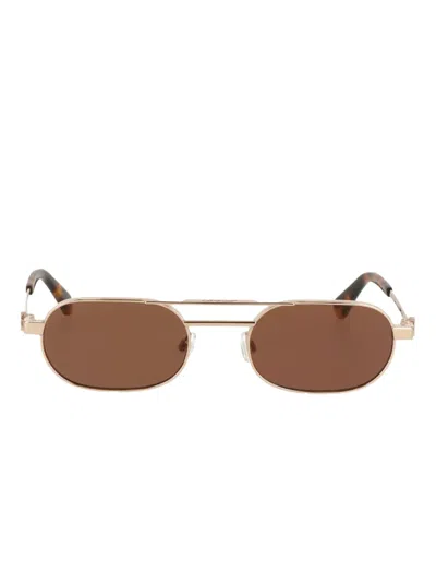 Off-white Eyewear Round-frame Double-bridge Sunglasses In Gold