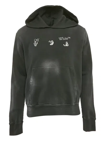 Pre-owned Off-white Faded Cotton Hoodie In Black