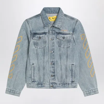 Off-white Faded Denim Blue Jacket In Light Blue