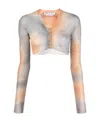 Off-white Faded-effect Cropped Cardigan In White