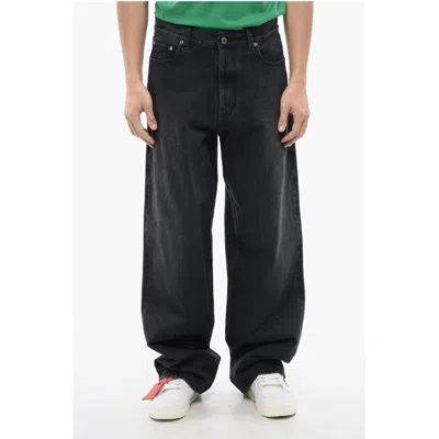 Off-white Faded Effect Loose-fit Jeans 25cm In Black