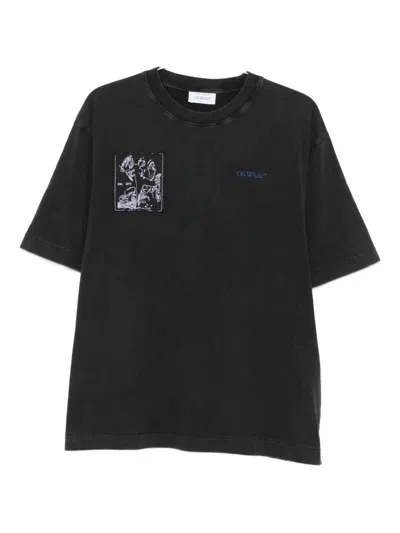 Off-white Faded Painting Skate Cotton T-shirt In Black