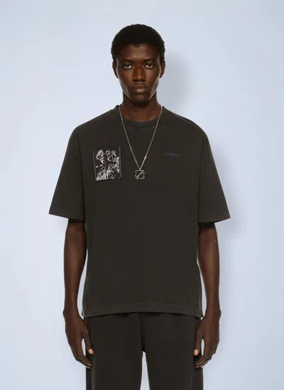 Off-white Faded Painting Skate Logo T-shirt In Blue