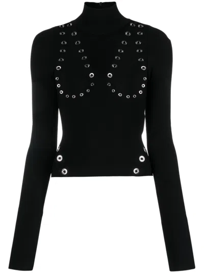 Off White Fashion High Neck Viscose Sweater In Black