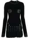 Off White Fashion Pleated Viscose Mini Dress