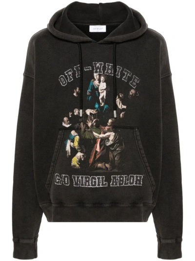 Off-white Mary Skate Hooded Cotton Sweatshirt In Black