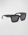 Off-white Firenze Logo Acetate Butterfly Sunglasses In Black