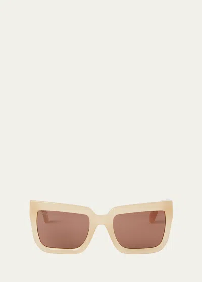 Off-white Firenze Logo Acetate Butterfly Sunglasses In Sand Brown