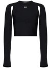 OFF-WHITE FITTED CROP TOP IN BLACK STRETCH NYLON