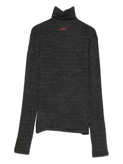 OFF-WHITE FITTED LONG-SLEEVE TURTLENECK SWEATER IN RED