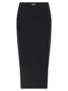 Off-white Fitted Midi Skirt In Stretch Technical Fabric With Front Logo Detail In Black