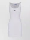 Off-white Fitted Ribbed Dress Scoop Neckline In White