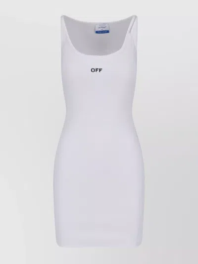 OFF-WHITE FITTED RIBBED DRESS SCOOP NECKLINE