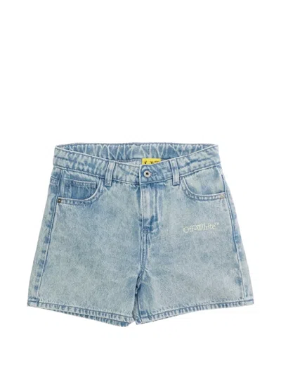 Off-white Kids' Five-pocket Denim Shorts In Blue