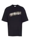 Off-white Black Crewneck T-shirt With Logo Lettering On The Front And Maxi Diagonal Motif On The Rear In Cotto In Black