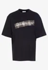 Off-white Black Crewneck T-shirt With Logo Lettering On The Front And Maxi Diagonal Motif On The Rear In Cotto In Black