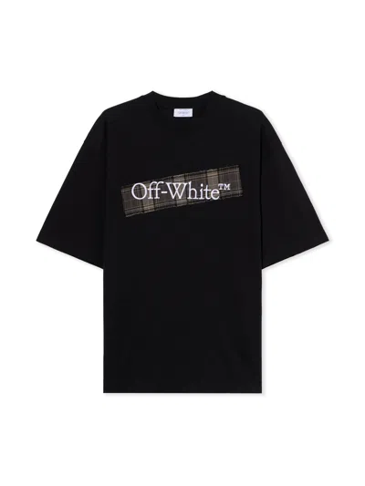 Off-white Flannel Diagonal Skate Logo Tee In Black