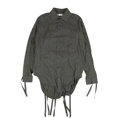 Off-white Flannel Pull Up Grey Button-down Shirt M In Gray