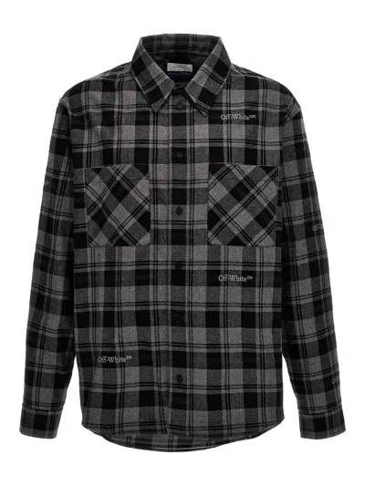 Off-white Flannel Shirt Check Pattern Logo In Black