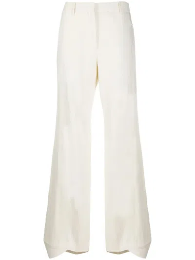 OFF-WHITE FLARED CURVED CUFF TROUSERS