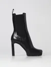 Off-white Smooth Leather Ankle Boots With High Block Heel In Black