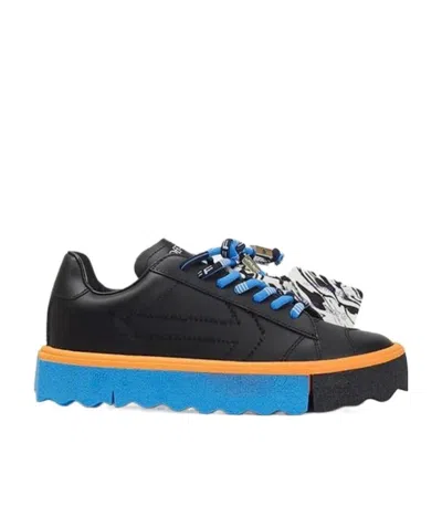 Off-white Flat-bottomed Sports Shoes With Arrowhead Pattern In Black