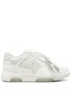 Off-white White & Green Out Of Office Calf Leather Sneakers In White/mint