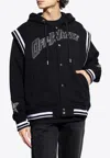Off-white Black Varsity Sweatshirt With Press-stud Fastening And Bold Lettering In Black