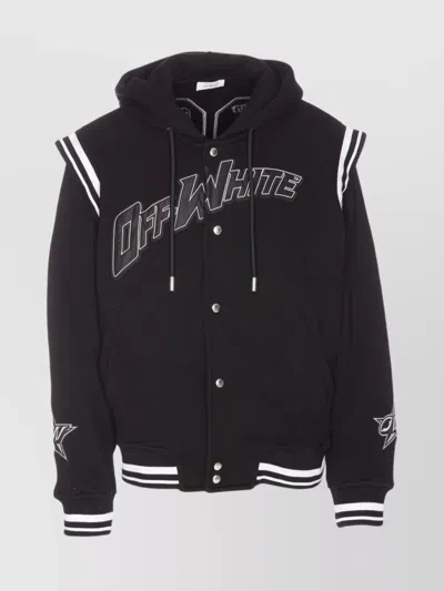 Off-white Black Fleece 00 Varsity Bomber Jacket In Multi