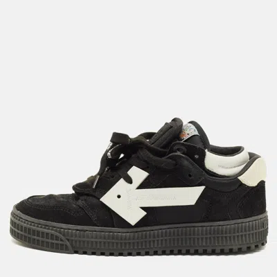 Pre-owned Off-white Floating Arrow Size 36 Black Fabric And Suede Lace Up Sneakers