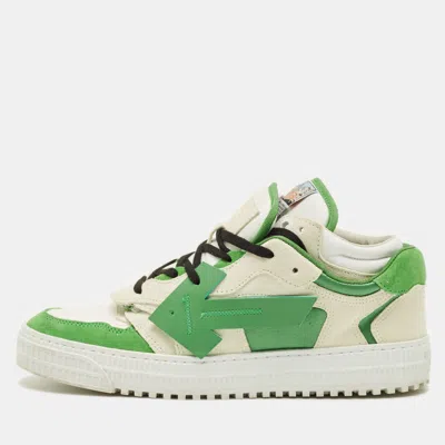 Pre-owned Off-white Floating Arrow Size 43 Green Fabric And Suede Lace Up Sneakers