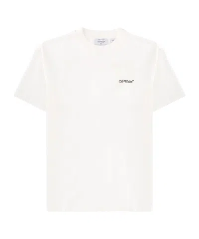 Off-white Crew Neck Cotton Floral Back T-shirt In White